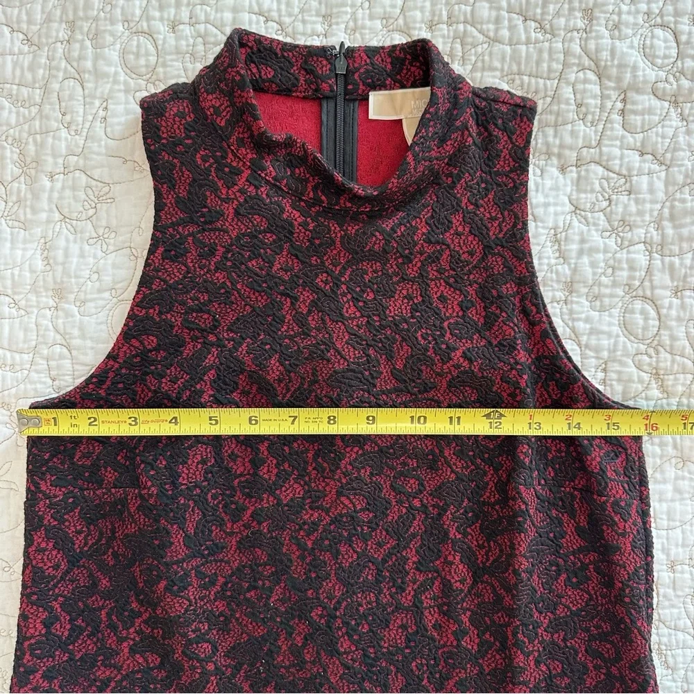 2-Piece Michael Kors Lace Jacquard Matching Set | Tunic + Trousers | Black/Red